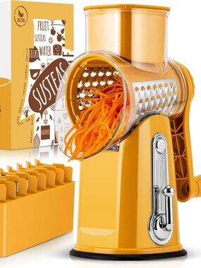 Rotary Cheese Grater with Handle Vegetable Shredder with 5 Blades Strong Suction